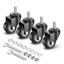 HOLKIE Caster Wheels 2 inch with No Brake Casters Set of 4, Threaded Black 