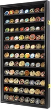 DisplayGifts Military Challenge Coin Display Case Poker Chips Black Finish 