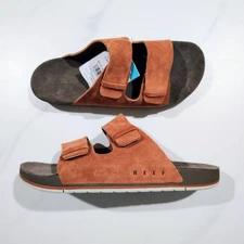 Reef Ojai Two Bar Mens Sandals Slides Suede Size 11 NWT Color Rust No Box