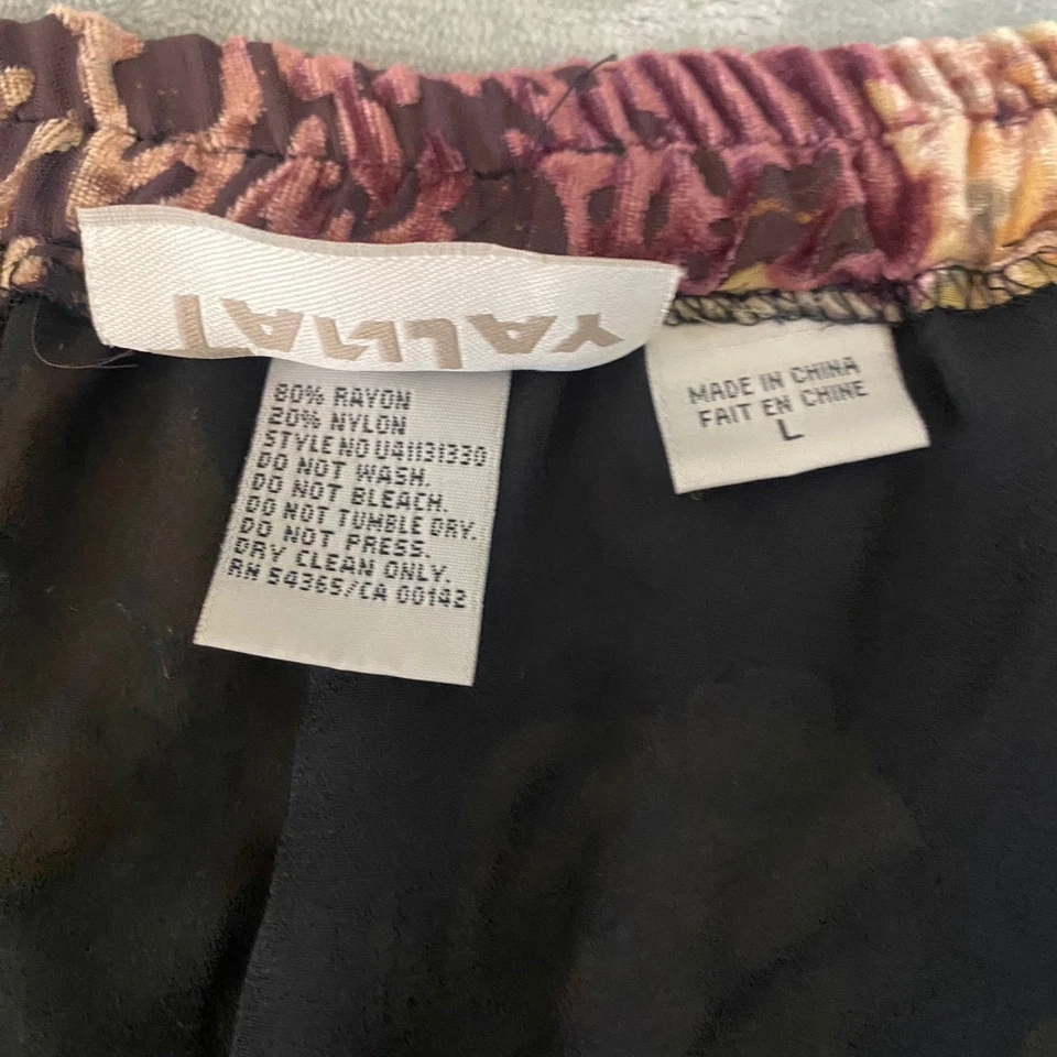 Falda midi de terciopelo floral TanJay para mujer cintura elástica dobladillo acampanado talla L Foto 3 de 4