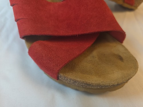 Yokono Damen Leder Sandalen 6,5 rot Komfort Slipper Keilabsatz Spanien Sommer - Bild 6 von 13