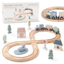 30-Piece Wooden Train Set for Toddlers Ages 1 , Fun  Eco Friendly Toddler Tr...
