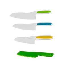 Kids Plastic Safety Chef Knife Set Lot of 4 Nylon Serrated Cooking Knives