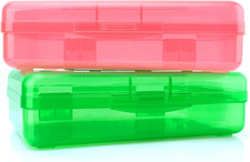 Pencil Case, Pencil Box, Crayon Box, Clear Pencil Case, 2 Pack Plastic Pencil Ca