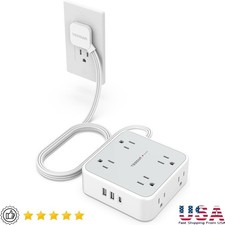 11 in 1 Power Strip Surge Protector 8 AC Outlets USB Charging Ports 5ft Cord