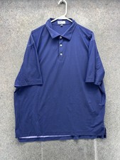 Peter Millar Summer Comfort Polo Shirt Men XL Blue Geometric Golf Knit Patterned