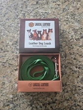 Logical Leather 6' Braided Dog Leash-Green
