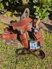 Vintage Leather Cowboy Toy Gun Belt Lot 2 Belts Cap Guns Caps Ammo Belt