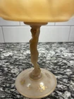 Vintage CAMBRIDGE Pink Gold MILK GLASS Nude Pedestal DISH Shell HAND PAINTED!