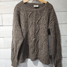 Vintage Endeavour 100 Pure Wool Aran Fisherman Cable Knit Sweater Oversized...
