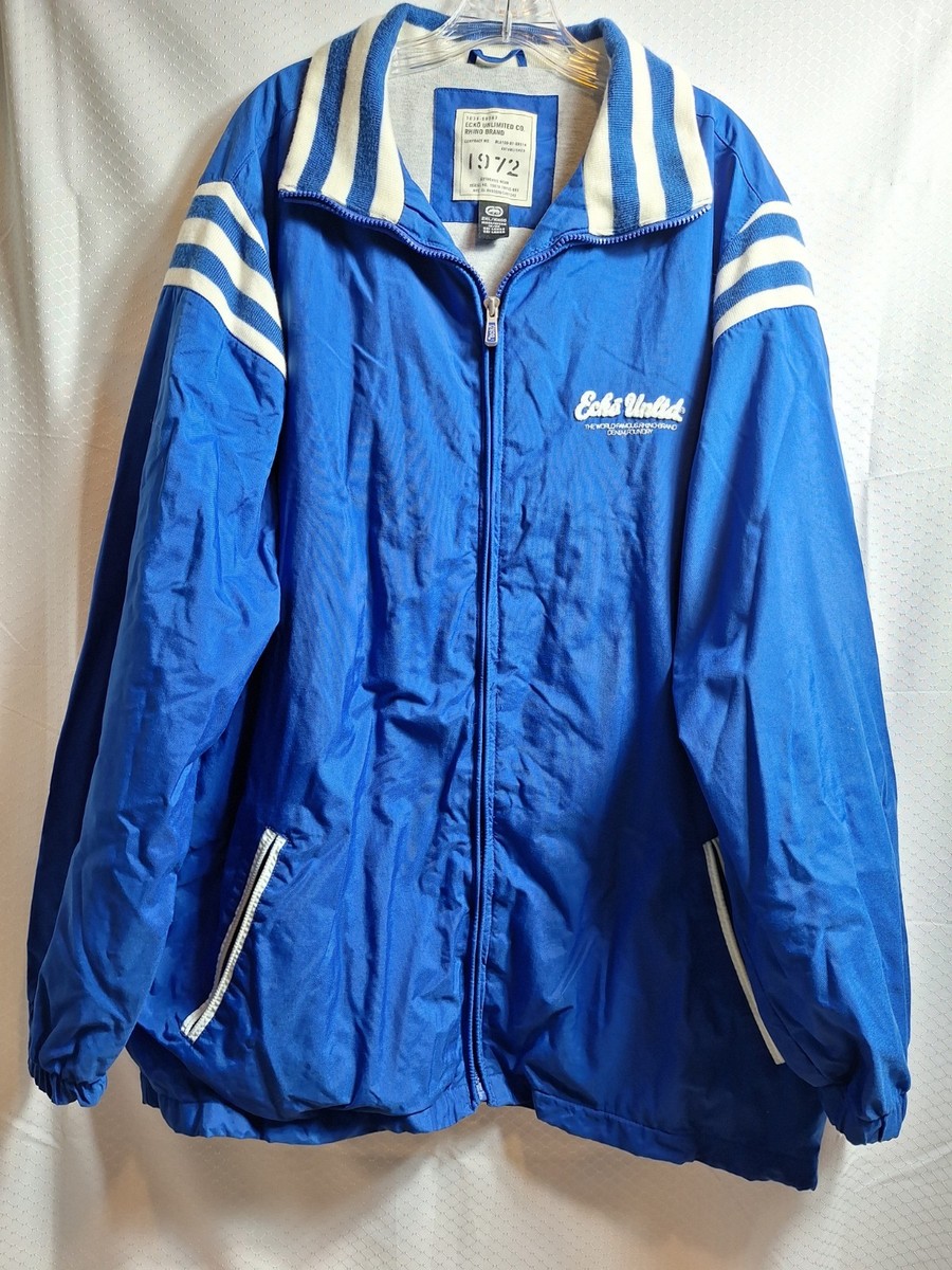 Vtg ECKO Unltd Co Rhino Brand Track Jacket Sz 2XL Blue White Full