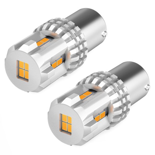 AUXITO 1156 BA15S Amber 3000K Rear Turn Signal Blinker Corner LED Bulbs Light 2X - Foto 12 di 12