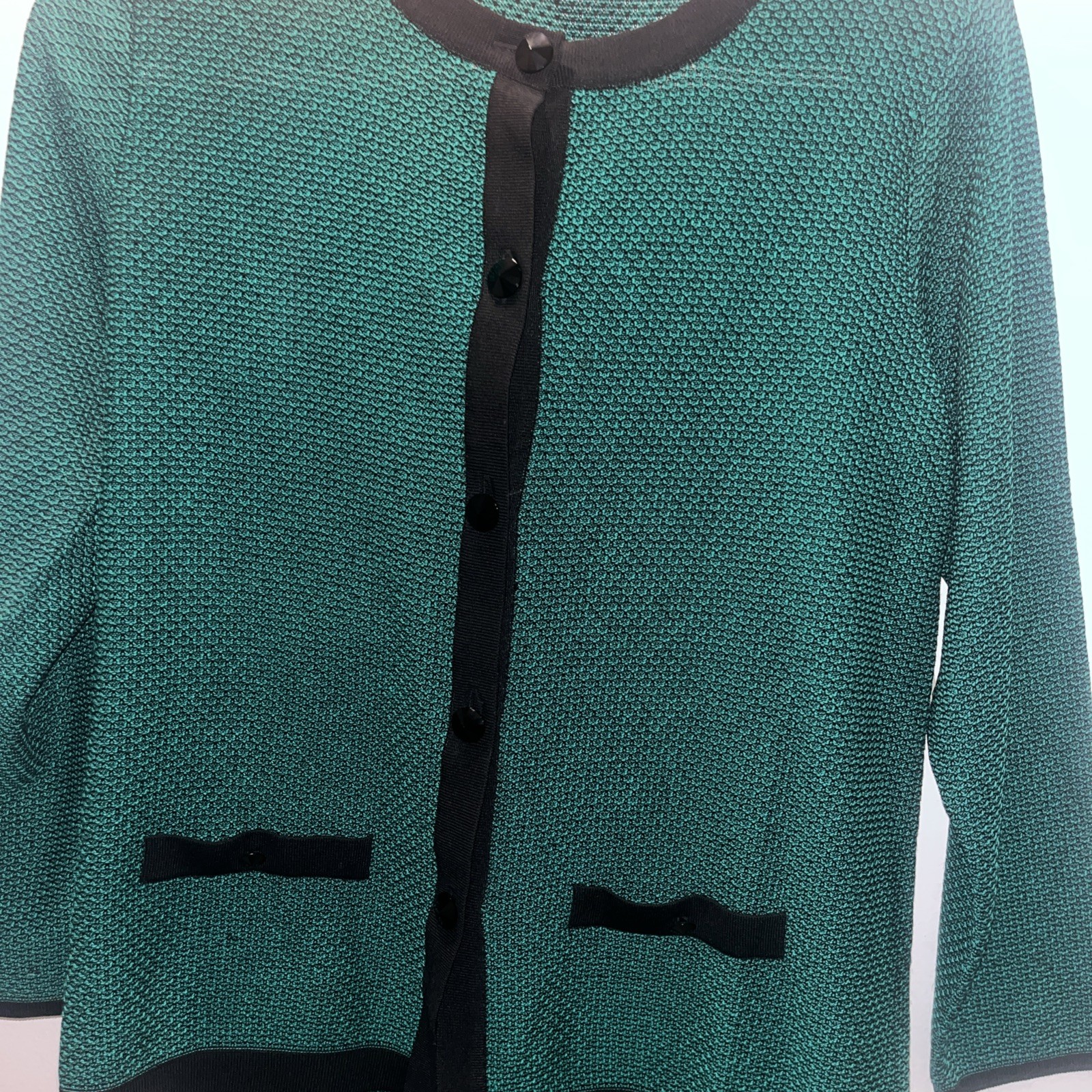 Exclusively misook blazer jacket green black Waff… - image 2