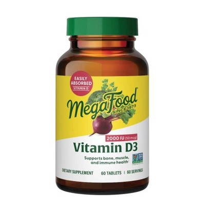 1/28 MegaFood Vitamin D3 2000 IU (50 mcg) - Vitamin D Supplements with Real Food