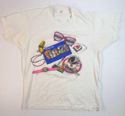 Vintage 90s Florida Graphic T Shirt Tourist Pink Neon Art Actionwear XL
