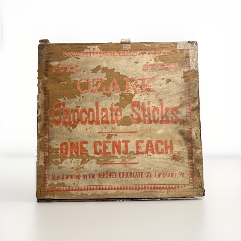 Hershey Chocolate - Ozark Chocolate Sticks Wooden Box - LID DETACHED
