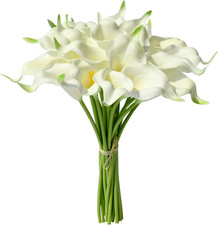 Mandy'S PU White Calla Lily Artificial Flowers 20 Stems 13.5In Faux Realistic Ce