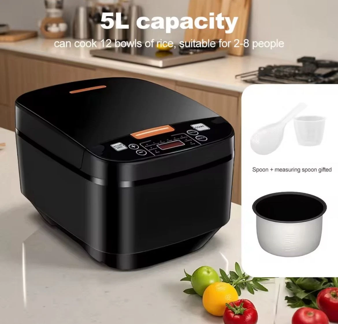 5L Electric Rice Cooker Multi Cooker Steamer Non Stick Smart Keep Warm 1000W