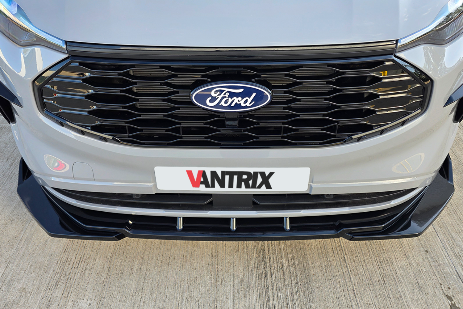 To Fit Ford Transit Custom 2024+ VanTrix Viper Front Splitter - 3pc - Gloss Blck