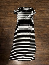 Black And White Striped Tahari Maxi Dress Size Medium