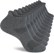 Monxiery Mens Cotton Cushioned Ankle Socks,Athletic Performance Running Moisture