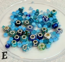 ASSORTED NEW BEAUTIFUL BLUE BEADS Glass Resin (SOME 925) Jewelry LampWork Craft