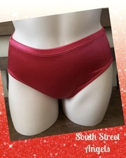 VINTAGE AJ BRAND BRIGHT RED SATIN HI-CUT BRIEF PANTIES SIZE XL
