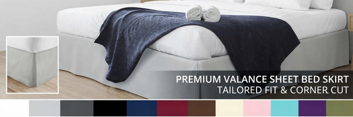 High Living Luxury Plain Dyed Percale Pleated Platform Base Valance Sheets