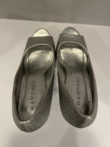 Scarpe eleganti donna Rampage Gracee tacco alto decolte argento glitter taglia 8,5 - Foto 5 di 12