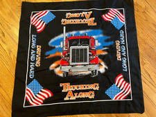 VTG 80s-90s Bandana "Trucking Along Driving Long And Hard" Trucker RARE 21 x 21