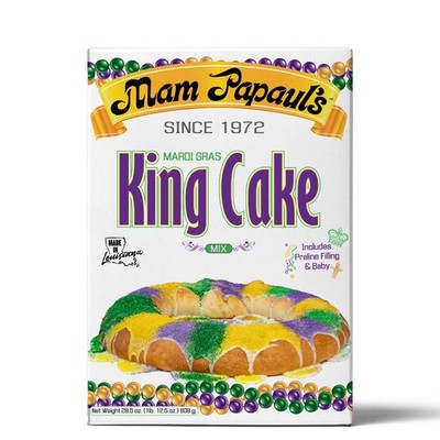 Mam Papaul's King Cake Mix With Praline Filling 28.5 Oz Mardi Gras Tradition