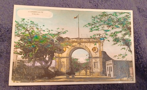 Macao China RPPC postcard Hand Tinted Photo Macau  Barrier Gate China