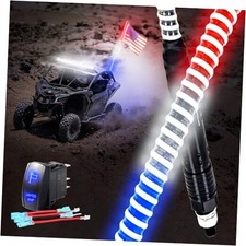 1PC Bright COB Whip Lights with Red White Blue Color, Easy 3FT Blue Red White
