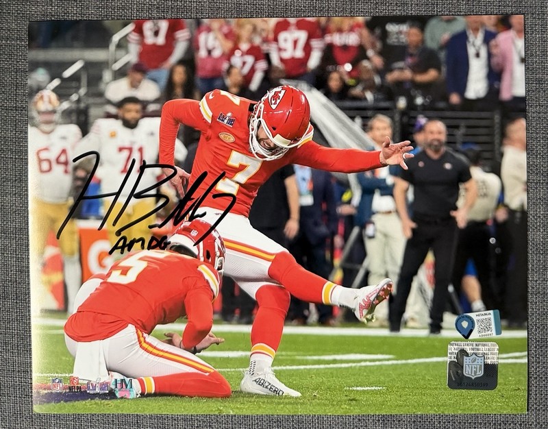 Harrison Butker Kansas City Chiefs Signed Autographed 8x10 Photo Super Bowl COA