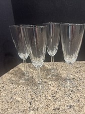 Set Of 4 Cut Glass Fluted Glasses 6.75 Tall Brand Unknown
