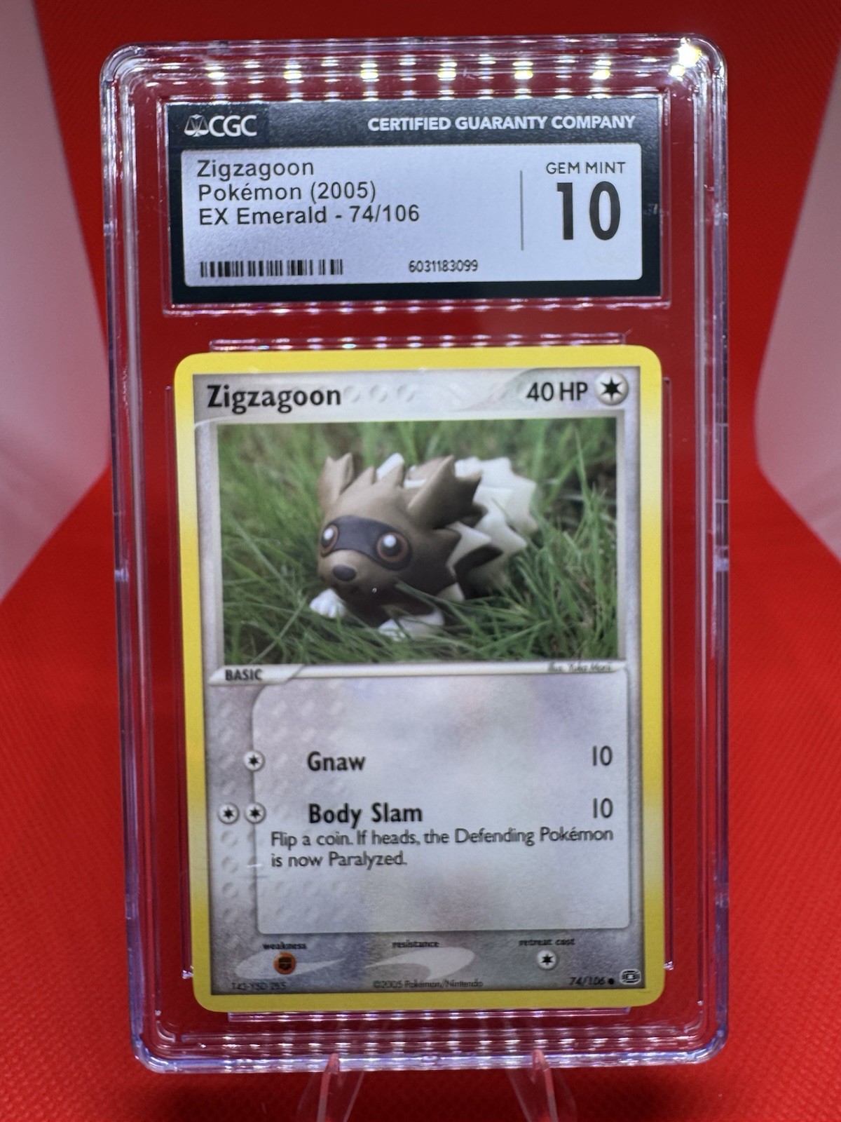 Zigzagoon 74/106 EX Emerald - CGC GEM MINT 10- Pokemon TCG 2005 Vintage