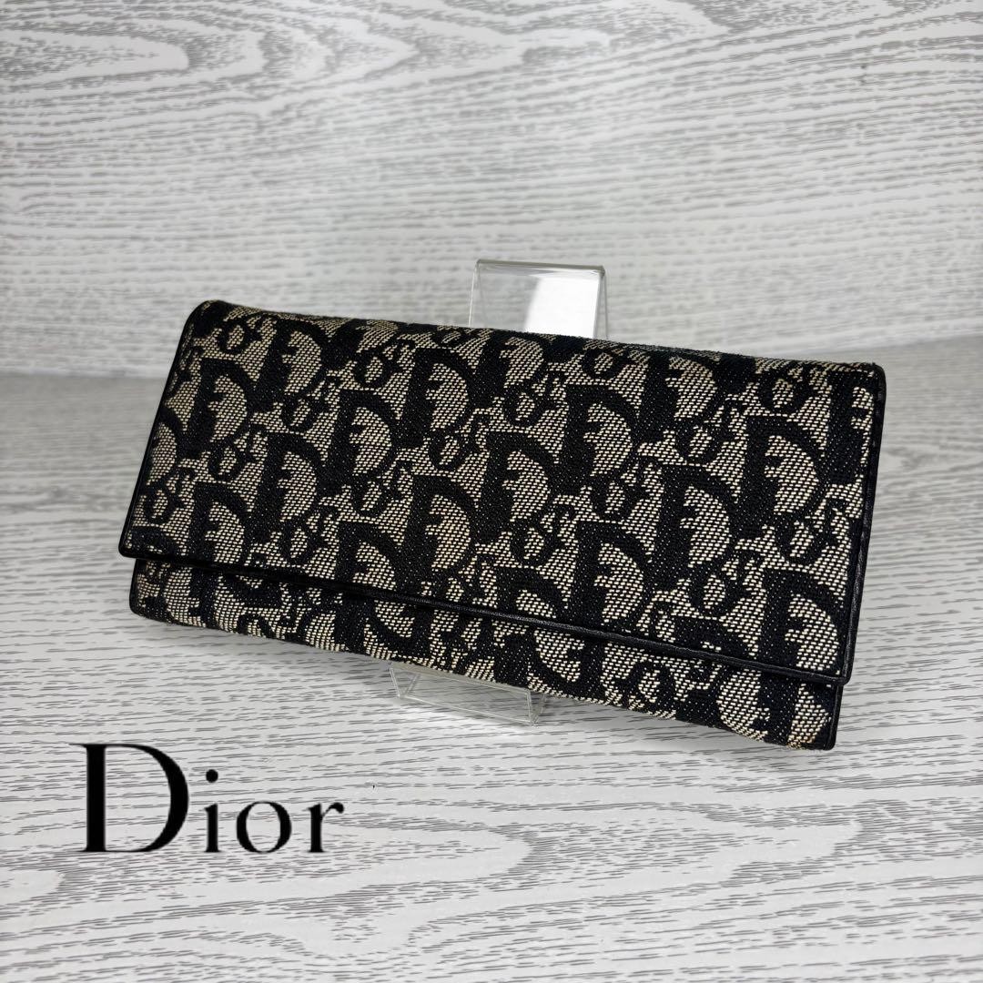 Dior Bifold Wallet Trotter Pattern Leather Used