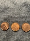 Lot Of 3 BU Lincoln Cents 1951, 1953, 1954