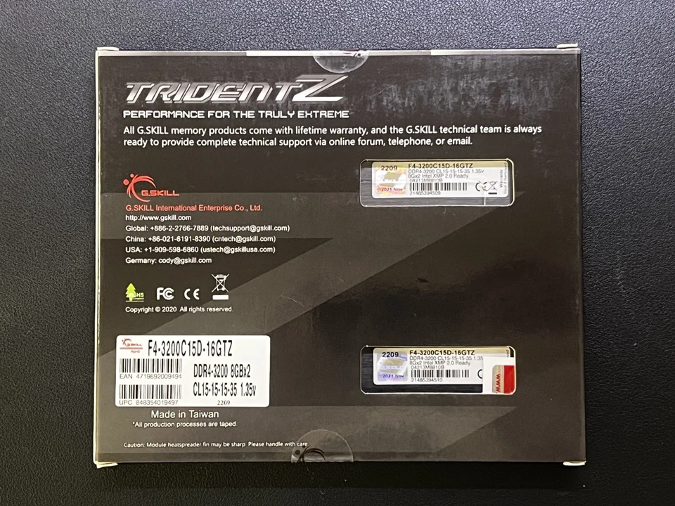 G.SKILL TridentZ 16GB (2x8GB) DDR4 3200MHz PC4-25600 Desktop RAM F4-3200C15D-16G - Image 3 of 3