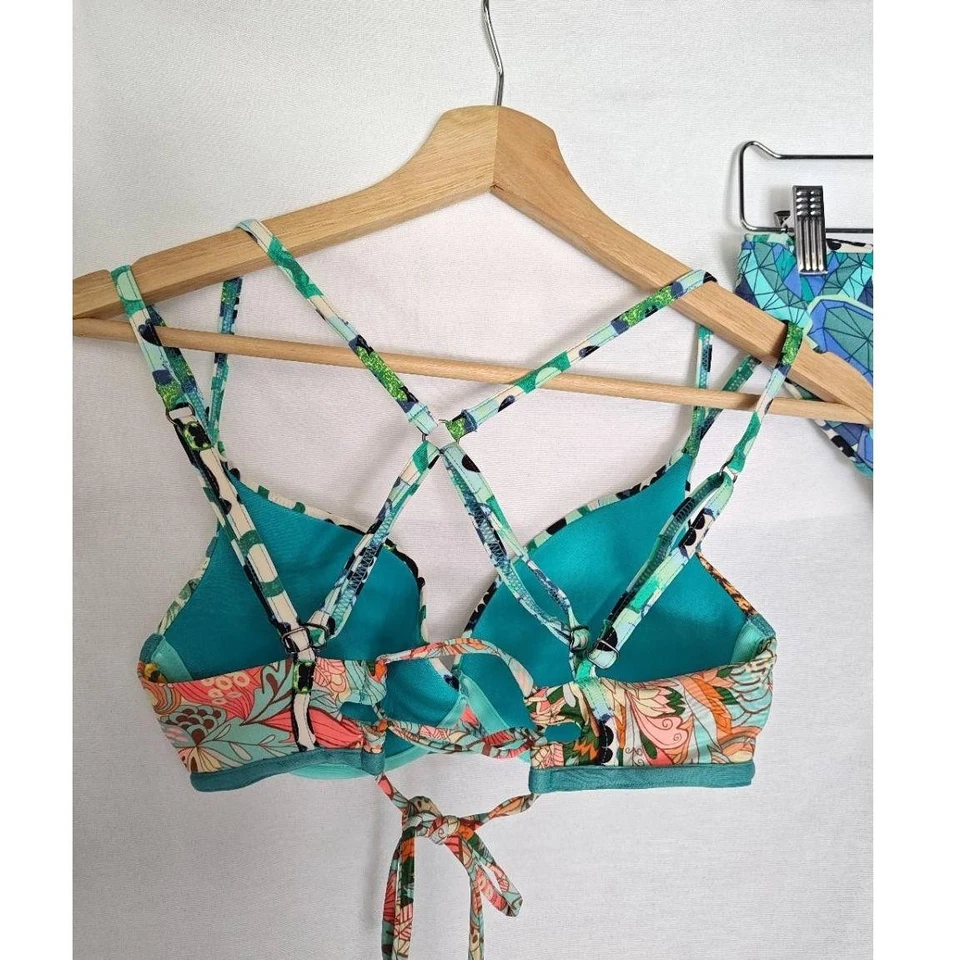 Maaji Bikini Set Neatokeen Green Blue Top Bottom Reversible Pineapple Large L D - Image 4 of 4