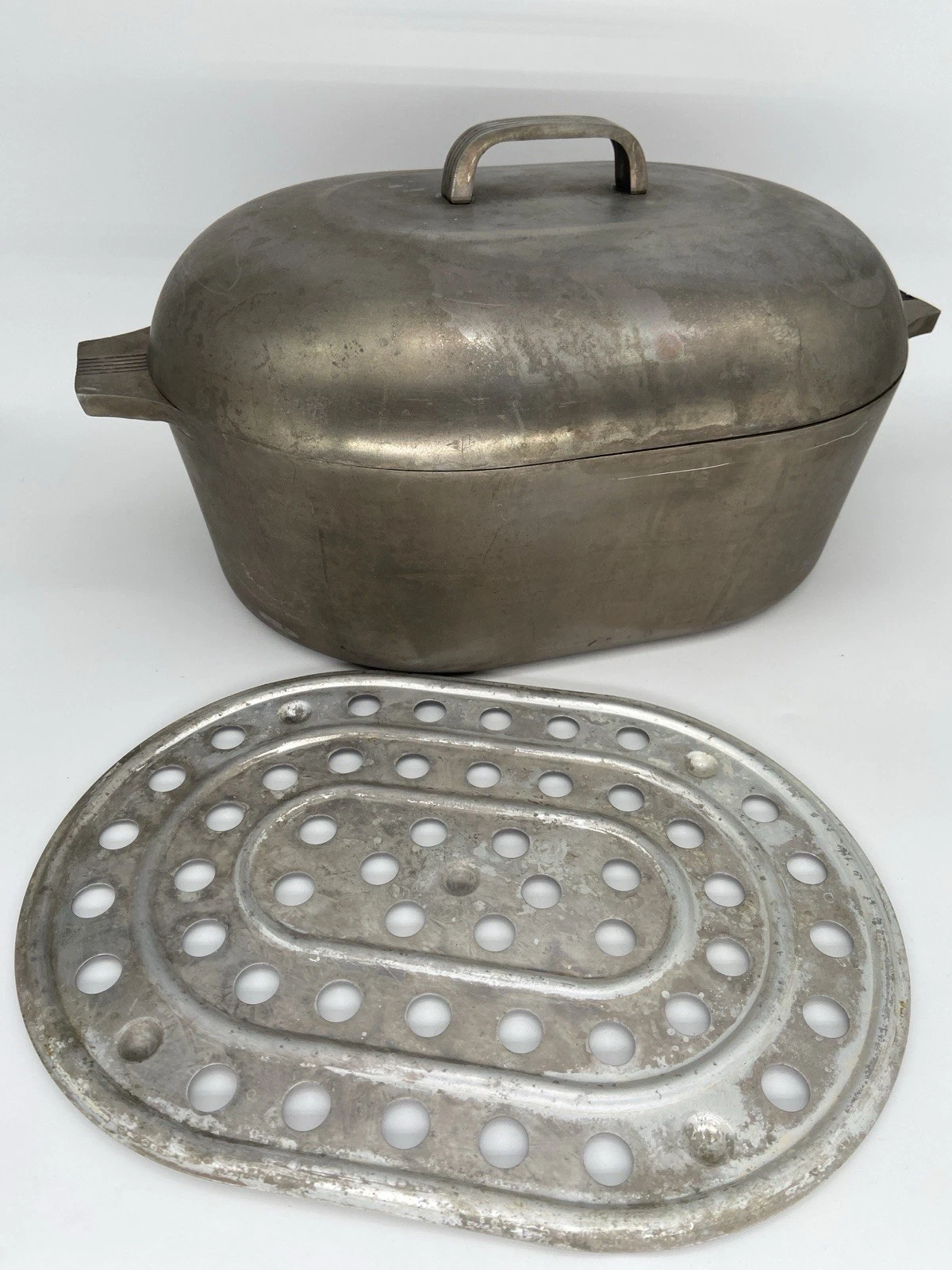Vtg Magnalite GHC 13 Qt Oval Roaster Dutch Oven Lid Trivet 18-5/8" X 11-9/16 USA