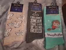 "Harry Potter" Adult Socks, For Shoe Sizes 6.5-12, Lot Of 3 Pairs, Multicolor
