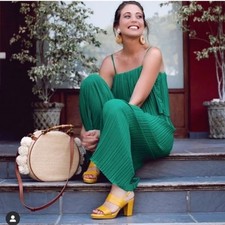 Tuta Jumpsuit da Donna Plissettata Mod.Zara colore Rossa o Verde 