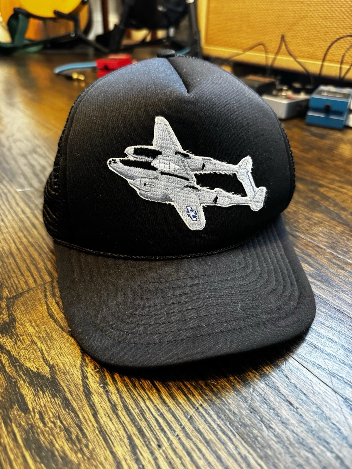 80's/90's Vintage Small Private Plane Airplane Trucker Mesh Snapback Cap Hat  image 1