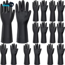 8 Pairs Chemical Resistant Latex Gloves Heavy Duty Black Rubber Gloves Cleaning