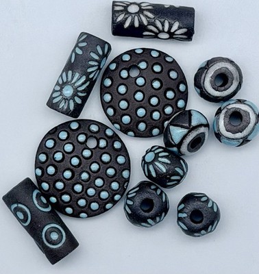 Ceramic Bead Set Bronze Turquoise Jewelry Making