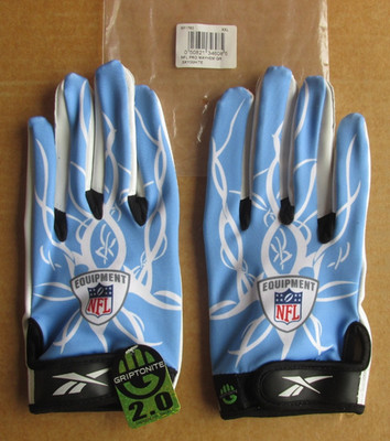 REEBOK PRO MAYHEM GRIPTONITE NFL FOOTBALL RECEIVER GLOVES POWDER BLUE XXLARGE