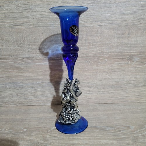 Arte Murano Kristall Mery Candle Stick Grape Vine Style Design Silver Plated VGC - Picture 2 of 19