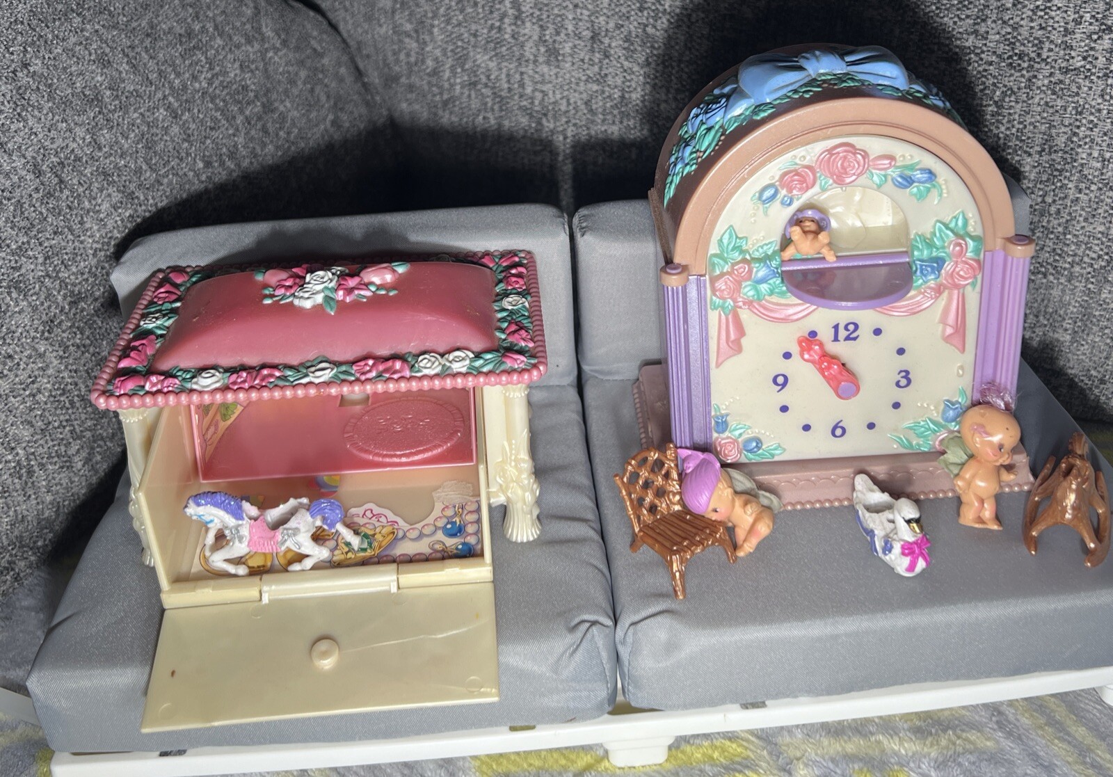Vintage 1983 Fairy Winkles Jewelery Box And Clock W/ Accessories By