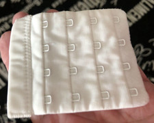 3.25" L X 2.7" W White Fabric 4 Hook Eye Closure BRA EXTENDER Lengthener 3/4" C